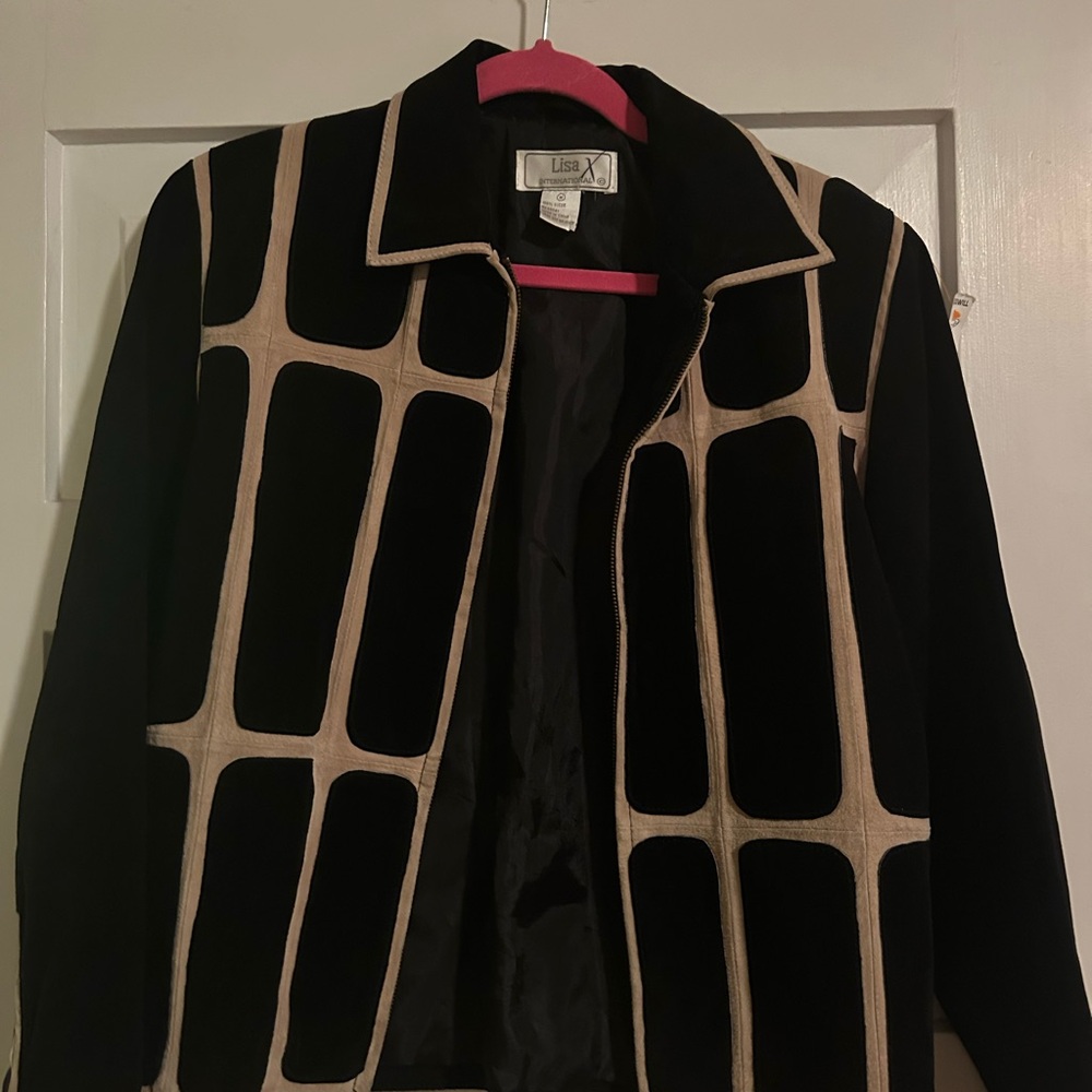 Lisa Black and Beige Geometric Jacket